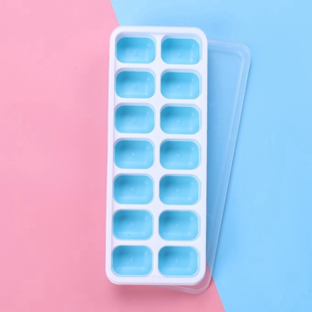 Khay Đá Có Nắp Đậy Silicon 14 Viên, Khay Đựng Đá Tủ Lạnh, Làm Đá Thạch Kem Bảo Quản Chống Mùi Tuyệt Đối