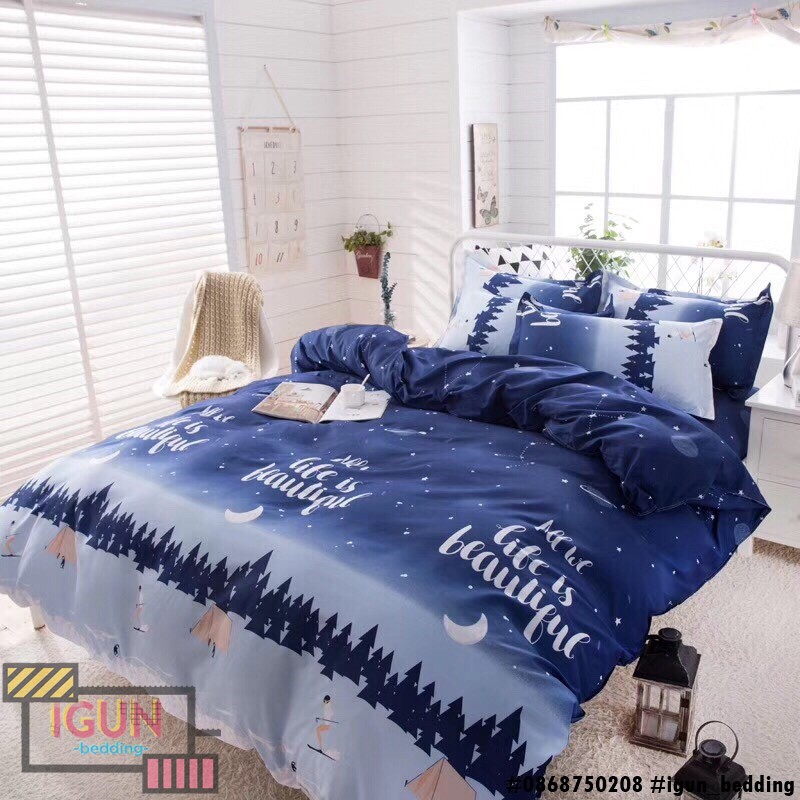 set ĐÊM ĐÔNG LẠNH GIÁ  bộ Chăn Ga Gối 4 món Poly cotton HÀN QUỐC 100%