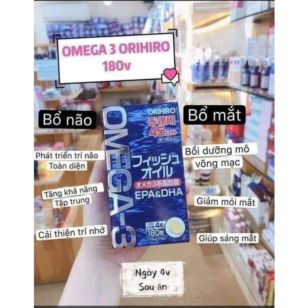 Viên uống Dầu cá Omega 3 Orihiro hộp 180 viên
