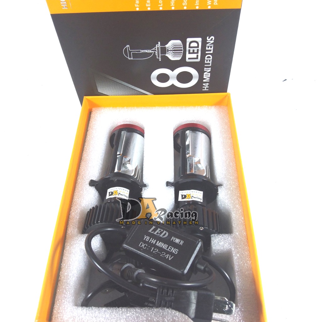Đèn Pha LED Bi Cầu Mini H4 Y8 Công Xuất 37w/ĐỘ SÁNG 8000LUMEN Lắp Ô tô, Xe Máy bản nâng  cấp của Y6D