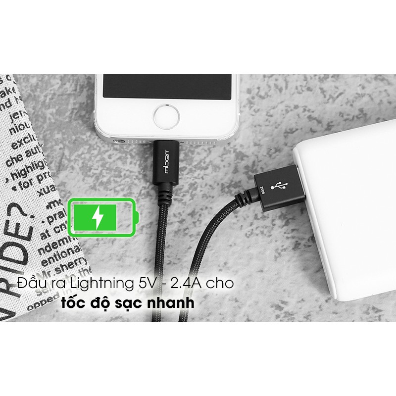 Cáp Lightning MFI 1m Mbest DS950-WB Đen