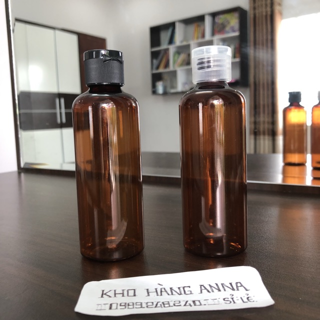 [ Chai nhựa 100ml Nắp bật ] 50 Chai pet 100ml / 70 mL nắp bật đen