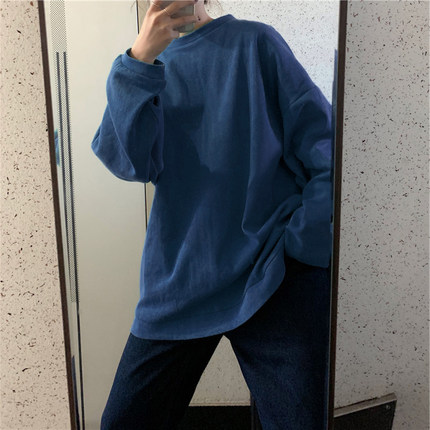Áo Hoodies Dáng Rộng Tay Dài Màu Trơn Phong Cách Hàn Quốc Cho Nữ