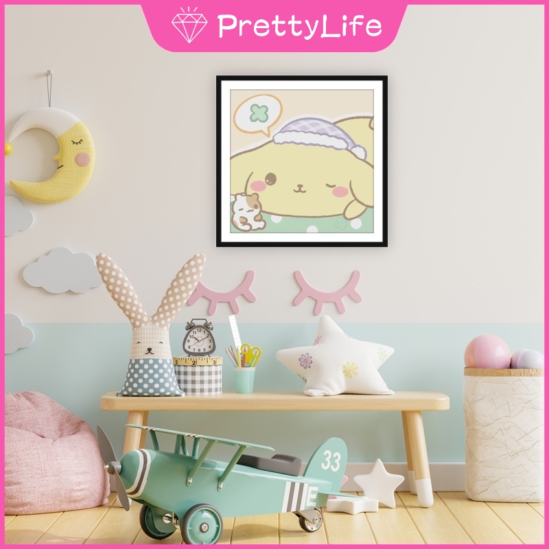 Bộ Tranh Đính Đá 5D Tự Làm Hình Mèo Hello Kitty 30x30cm Trang Trí Nhà Cửa