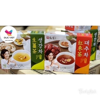 Trà gừng, Trà táo đỏ Damtuh Hàn quốc hộp 15 gói