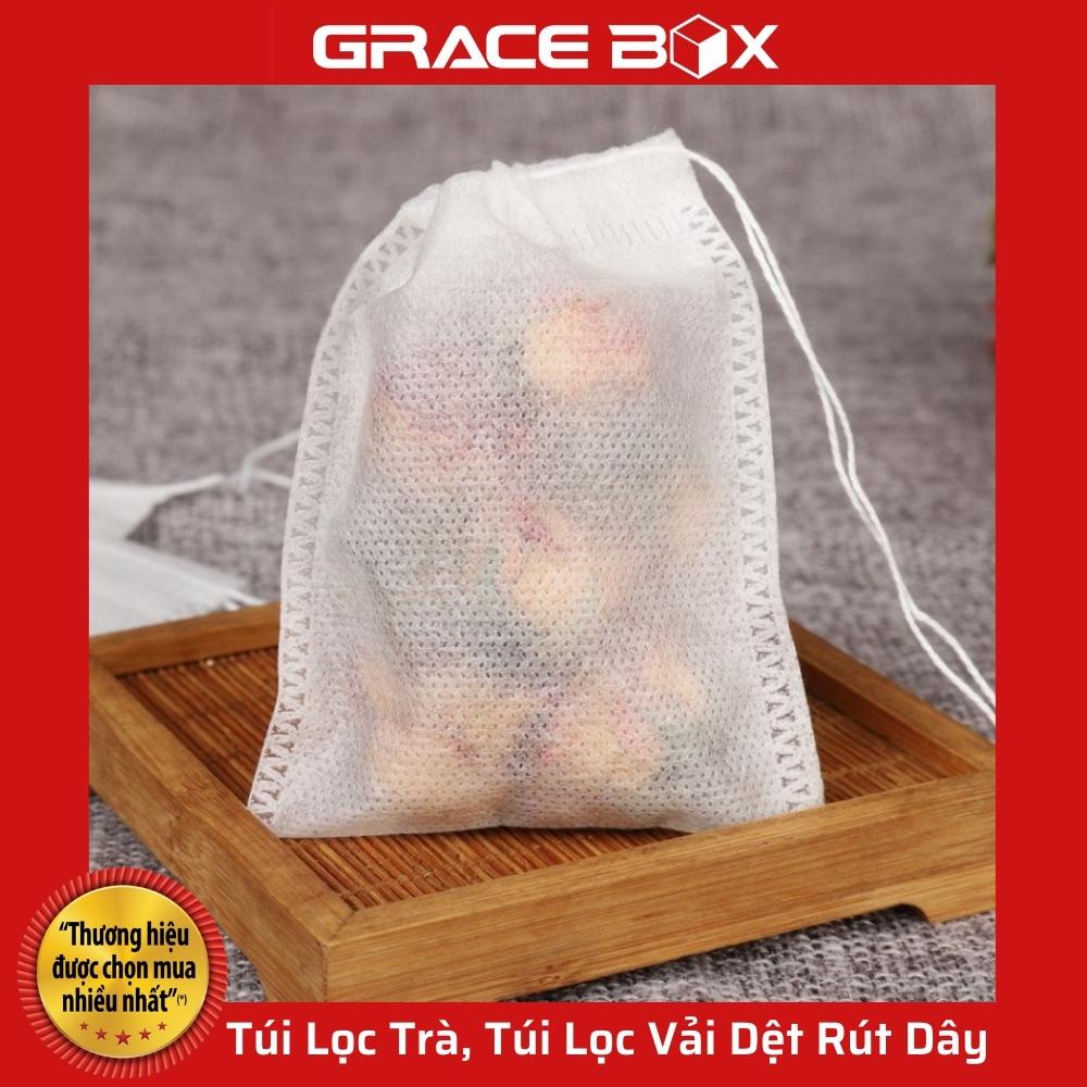 {Giá Sỉ} Xấp 50 Túi Lọc Trà, Túi Lọc Vải Dệt Rút Dây - Loại Cao Cấp- Siêu Thị Bao Bì Grace Box