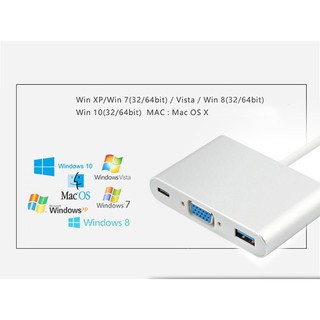 Cáp Chuyển Đổi Type C Sang VGA, USB3.0, Type C