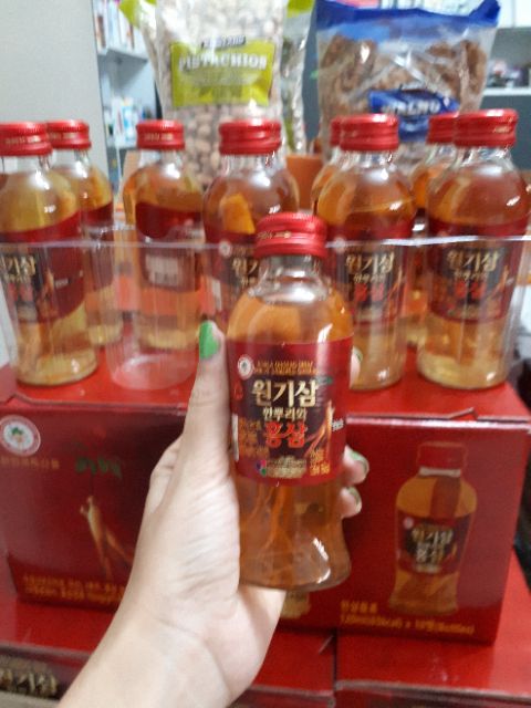 [Date 2 năm]HỘP 10 CHAI NƯỚC UỐNG NHÂN SÂM WON KI SAM HÀN QUỐC 120ML NGUYÊN CỦ SÂM TRONG TỪNG CHAI | BigBuy360 - bigbuy360.vn