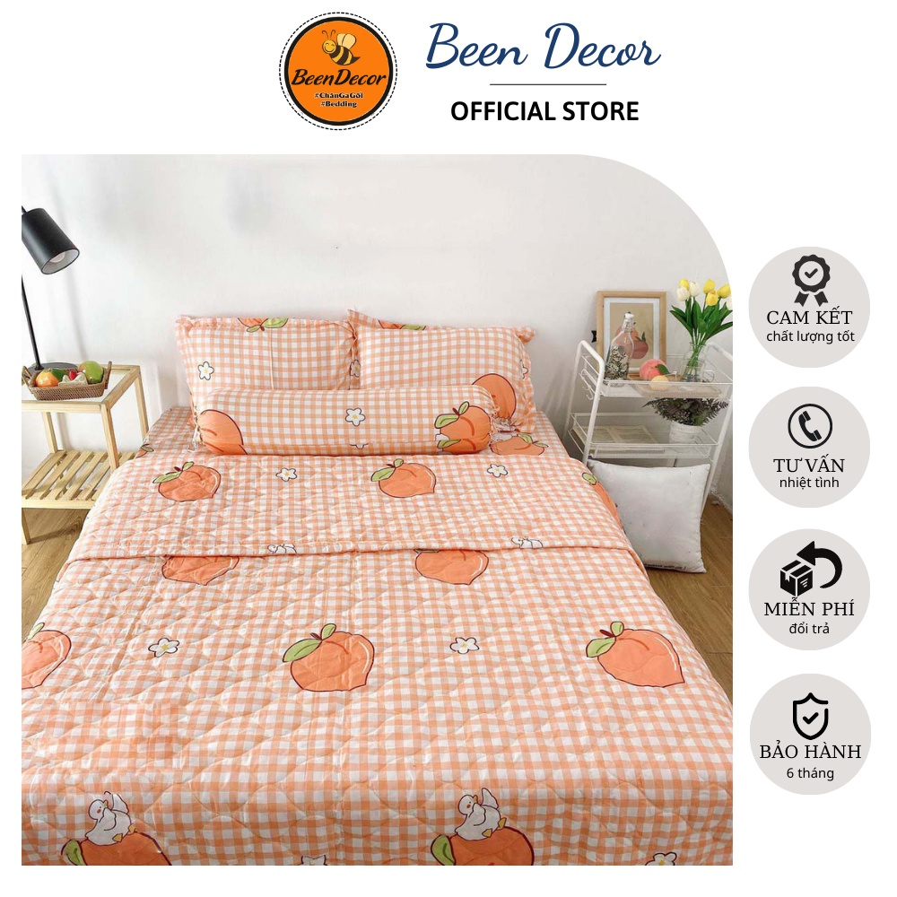 [Rẻ Vô Địch] Sét 5 Món Chăn Hè Thu Cotton Poly Mẫu Đào Cam (chát chọn mẫu)