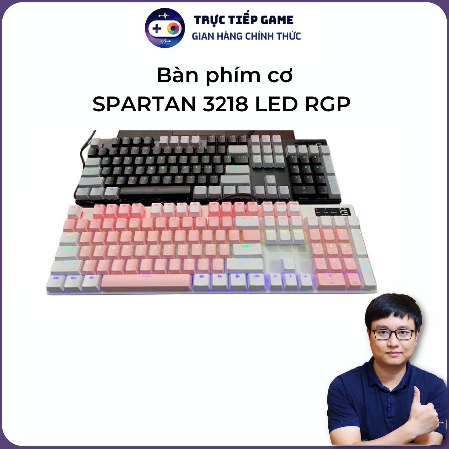 Bàn Phím Cơ Gaming SPARTAN 3218 LED RGP Kèm Kê Tay Full Size Blue Switch tích hợp 20 chế độ màu phím cơ học