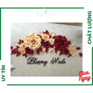 Hoa giấy trang trí backdrop, hoa hồng giấy handmade, hoa trang trí tường SH07