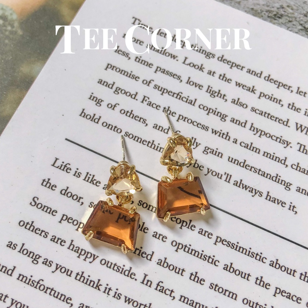 Khuyên Tai Đính Đá Hổ Phách Thời Trang