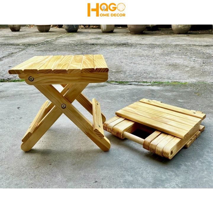 Ghế gỗ mini gấp gọn chất liệu gỗ thông cao cấp sử dụng đi picnic, dã ngoại, du lịch, cafe tiện lợi