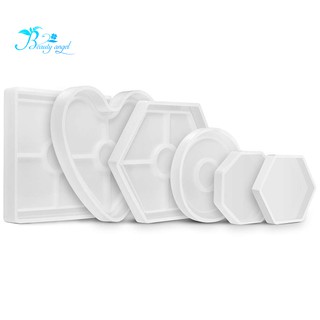 Bộ 6 khuôn silicone tạo hình đế lót ly bằng resin trang trí nhà ở DIY