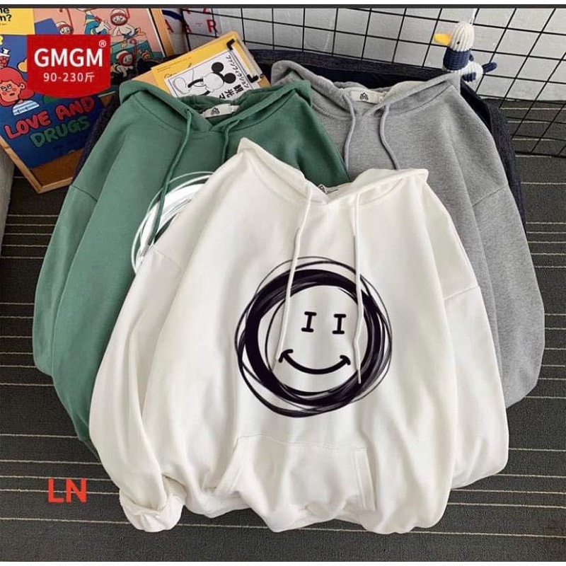 Áo hoodie mặt cười mắt I LN11