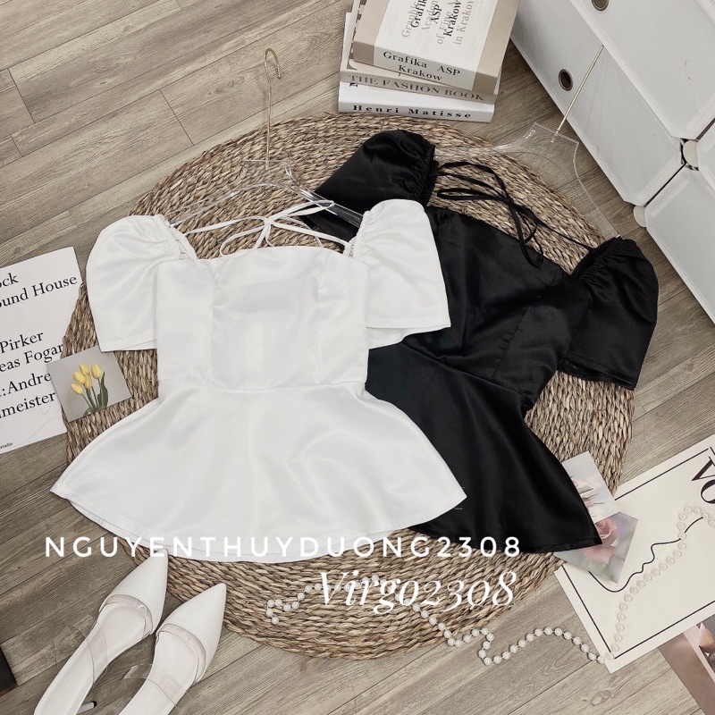 [NEW]ÁO SƠMI CHẤT TACTA TAY PHỒNG DÁNG PEPLUM CỘT NƠ LƯNG SIÊU XINH