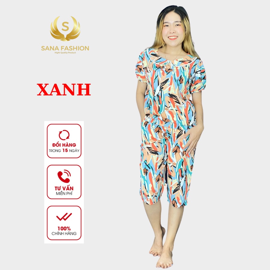 Đồ bộ mặc nhà quần áo ngủ nữ chất lụa cao cấp quần lửng LCS