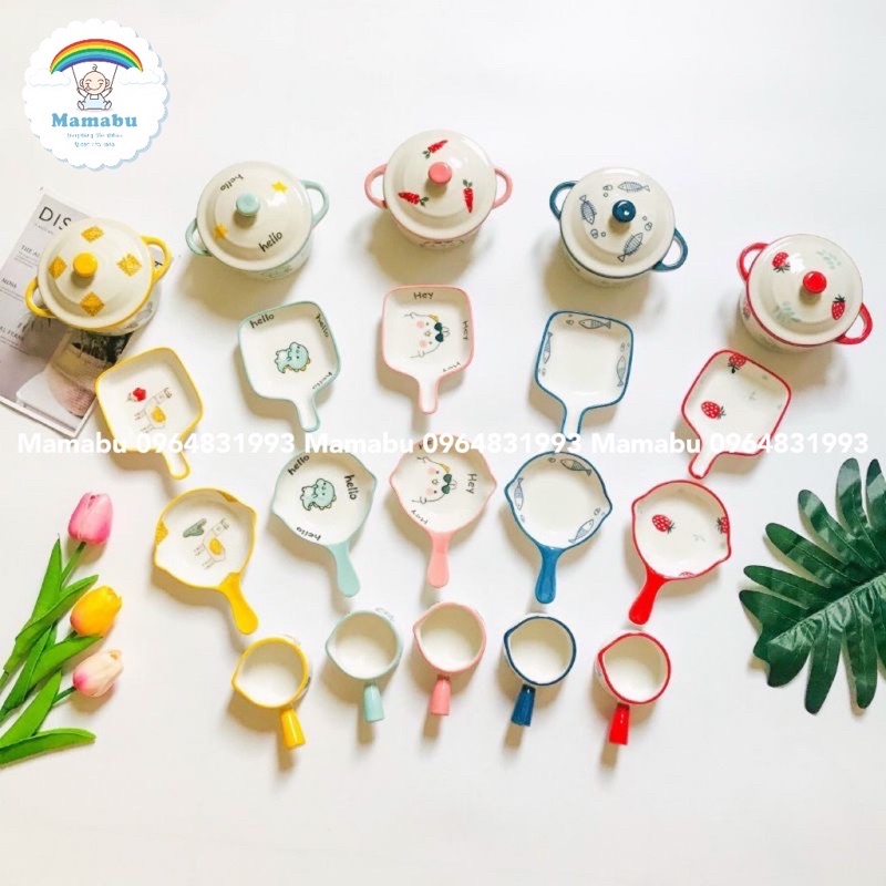 Bát Đĩa Gốm Sứ Ăn Dặm Cho Bé Cao Cấp Nhiều Màu Sắc Hình Ngộ Nghĩnh Đáng Yêu Kích Thích Bé Ăn Ngon Miệng Mamabu
