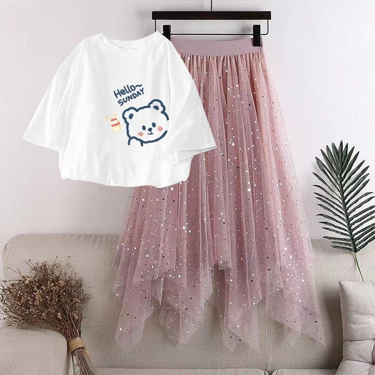 Bộ Trang Phục Hai Mảnh Gồm Áo Và Chân Váy Lưới Kiểu Công Chúa Dành Cho Bé Gái Tiểu Học 12-13-14-15 Tuổi