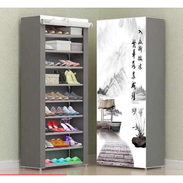Tủ để giày dép 9 tầng bằng vải cao cấp họa tiết 3D