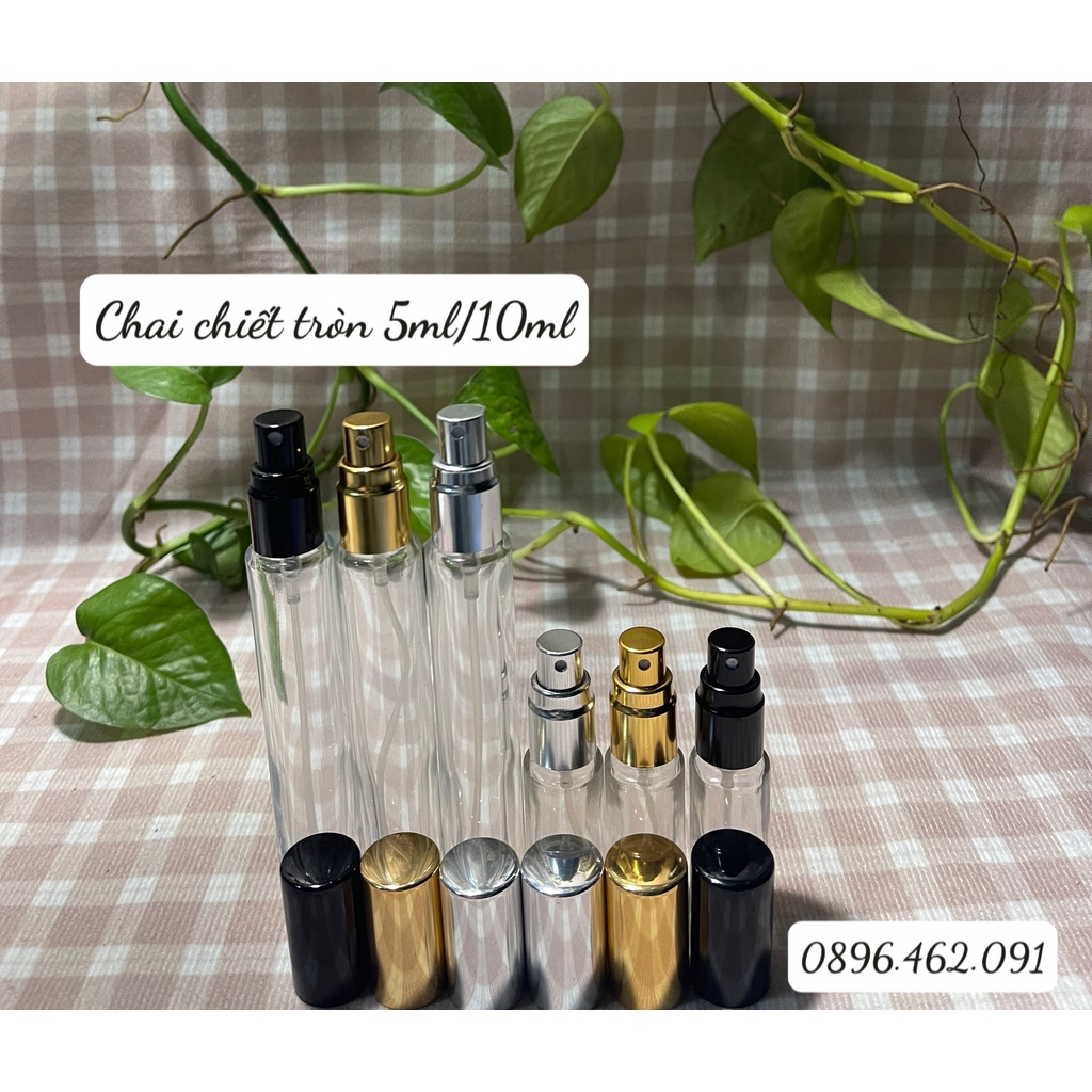 CHAI THỦY TINH  CHIẾT NƯỚC HOA HÌNH TRỤ DÀI/HÌNH TRÒN DÀI 5ML/10ML - CHAI RỖNG KHÔNG CHỨA DUNG DỊCH