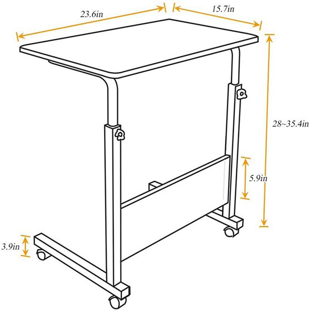 Bàn làm việc di động thông minh ( 60 * 40cm ) -  Có Bánh Xe Dễ Dàng Di Chuyển, Điều Chỉnh Chiều Cao