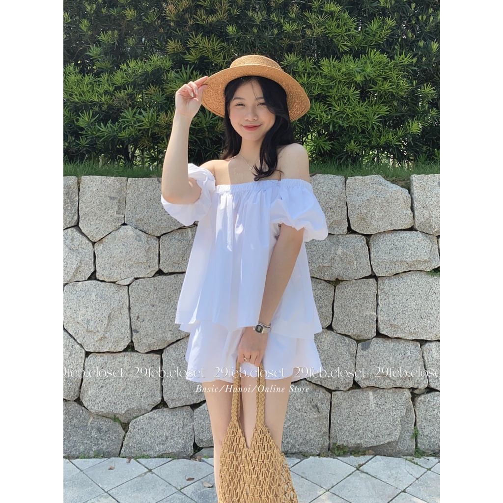 [Ảnh thật/Video] Set áo trễ vai kèm quần short - 29feb.closet - S22