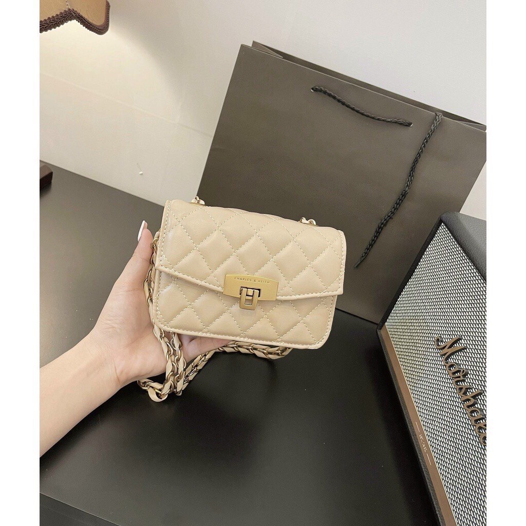Túi đeo chéo nữ mini giá rẻ đẹp đi chơi dễ thương trần trám khóa gập HY263