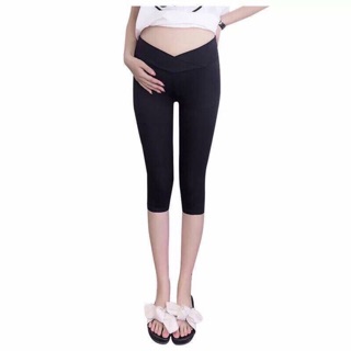 Quần legging lửng bầu bụng chéo vải zip cottong đẹp