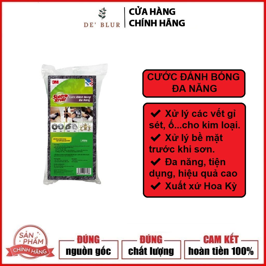 Cước đánh bóng Đa Năng Scotch Brite 3M 102 x 206 mm dùng để đánh bóng kim loại, đánh bóng bề mặt trước khi sơn.