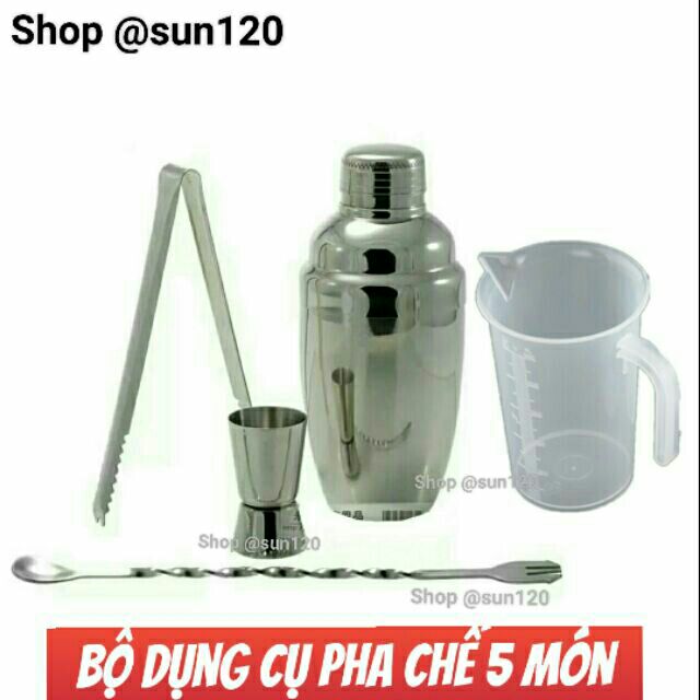 Bộ 5 dụng cụ định lượng pha chế cocktail trà sữa inox cao cấp IX00