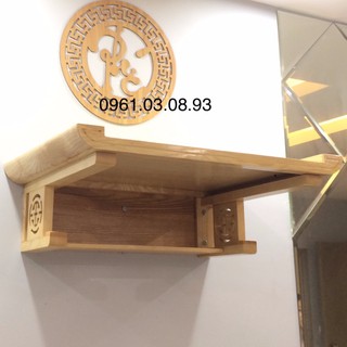 bàn thờ treo tường gỗ sồi kt 61x107 kèm chắn khói