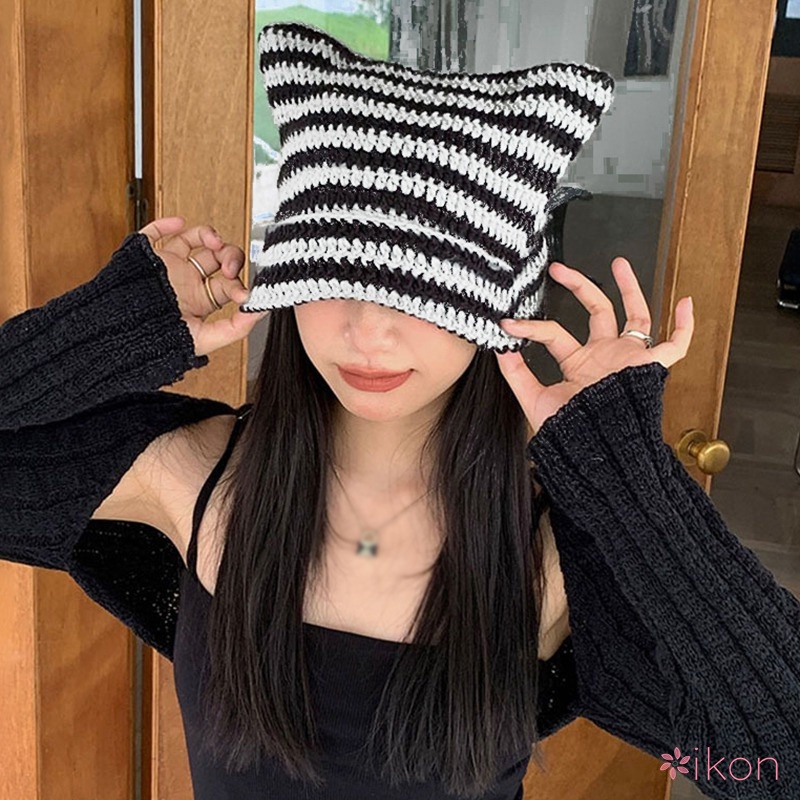 Mũ Len Co Giãn Giữ Ấm Tai Mèo Dễ Thương