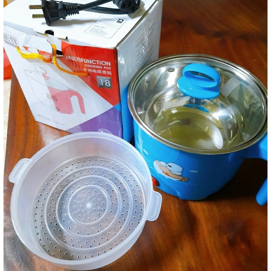 Ca Nấu Mì Siêu Tốc 2 Lớp Vung Thủy Tinh + Tặng Kèm Giá Hấp