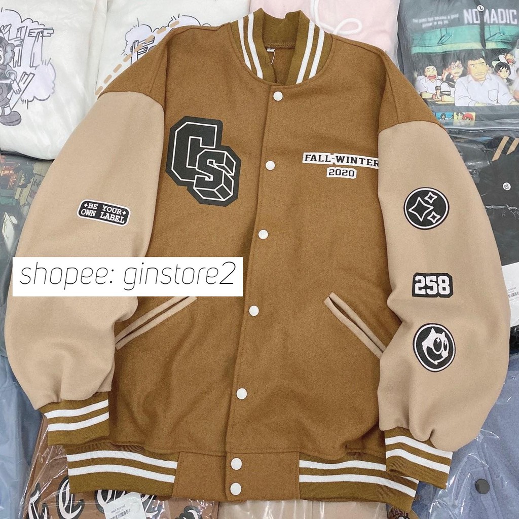 Áo khoác bomber nam nữ kaki oversize Áo bomber form rộng Áo khoác bóng chày Candle unisex - Gin Store | BigBuy360 - bigbuy360.vn