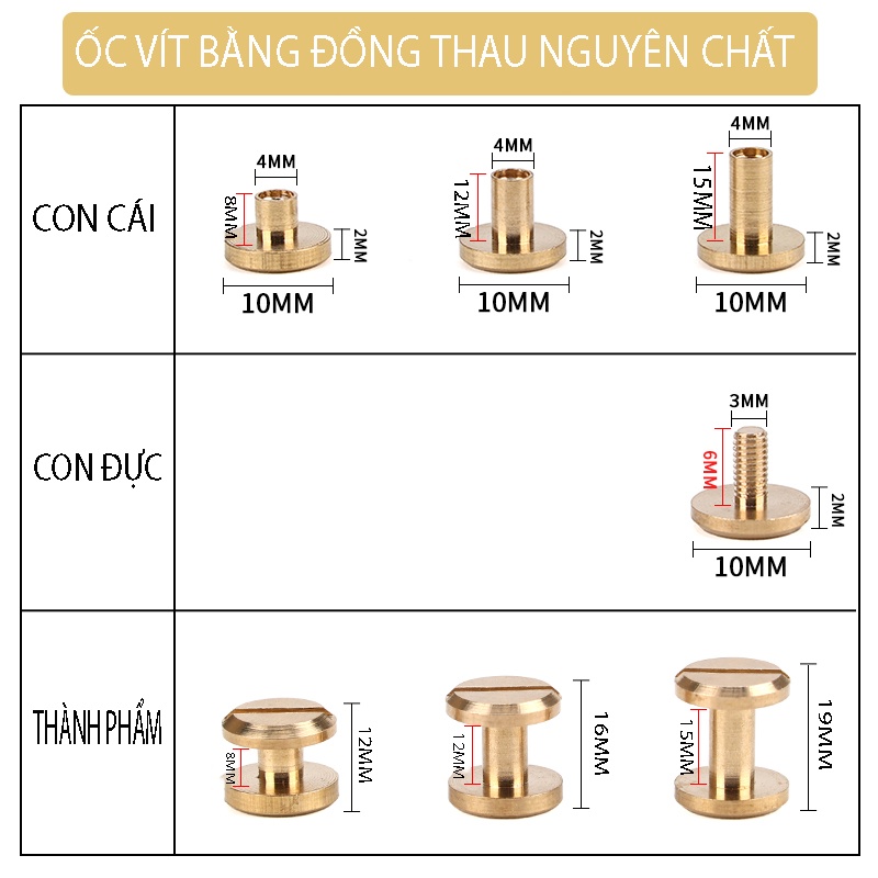 ỐC VÍT BẰNG ĐỒNG THAU NGUYÊN CHẤT