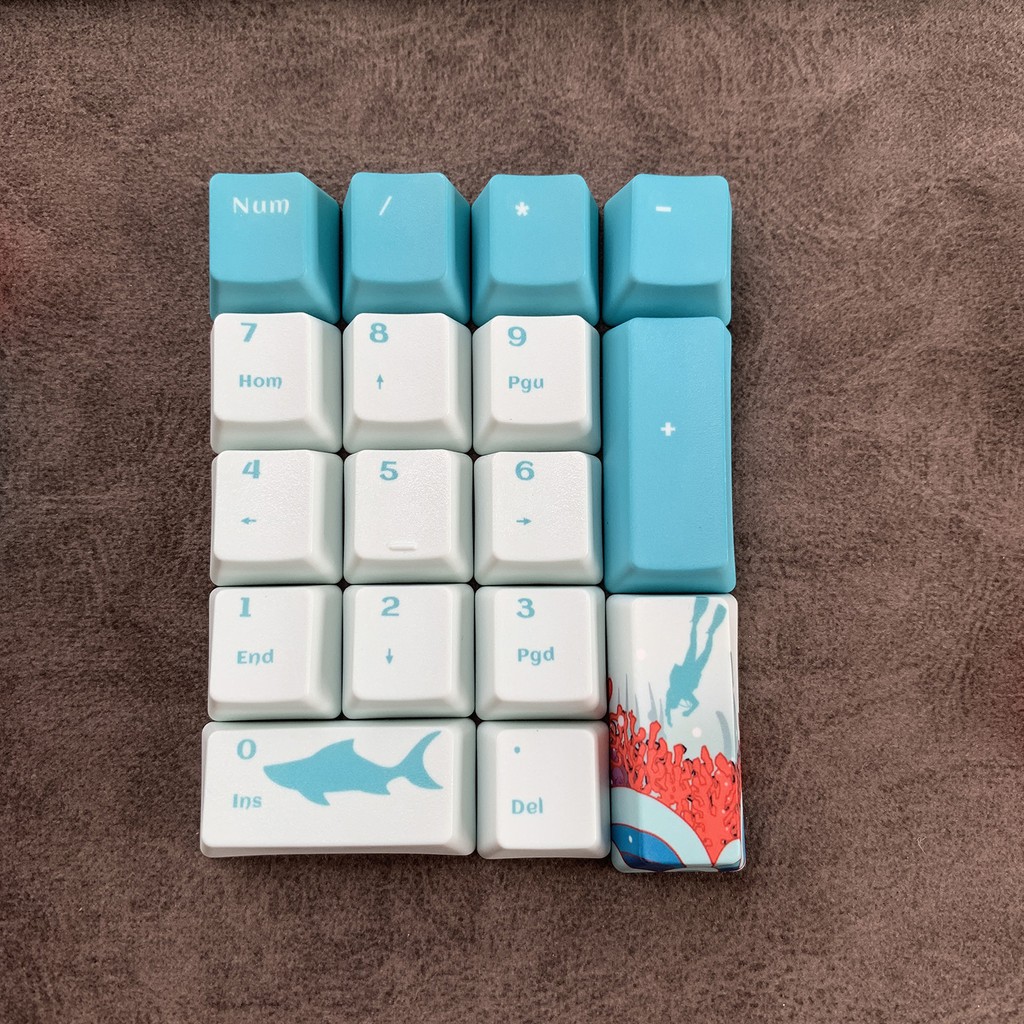 Bộ Keycap PBT cá voi xanh 108 nút cao cấp in dyesub 5 mặt cực đẹp