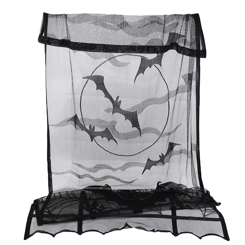 Halloween Ghost Festival Curtain Lace Spider Web Bat Curtain Black Curtain