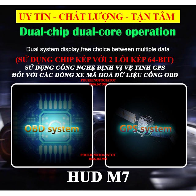 (GIÁ SỐC) MÀN HÌNH HUD M7 HIỂN THỊ TỐC ĐỘ TRÊN KÍNH LÁI Ô TÔ