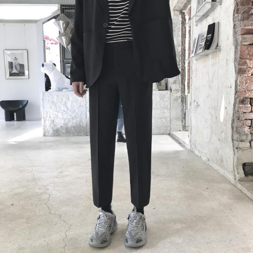 [May Thủ Công]Quần Tây, Quần Vải Nam Màu Đen Dáng Baggy Vải Co Giãn, Không Xù Phong Cách Hàn Quốc Hot Trend 2020-V01 | BigBuy360 - bigbuy360.vn