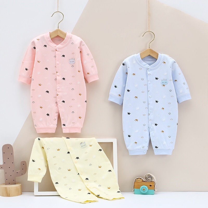 Body sleepsuit,Body liền thân cotton Quảng Châu cho trẻ sơ sinh 0-12 tháng, chất cotton thấm mồ hôi, mềm mại