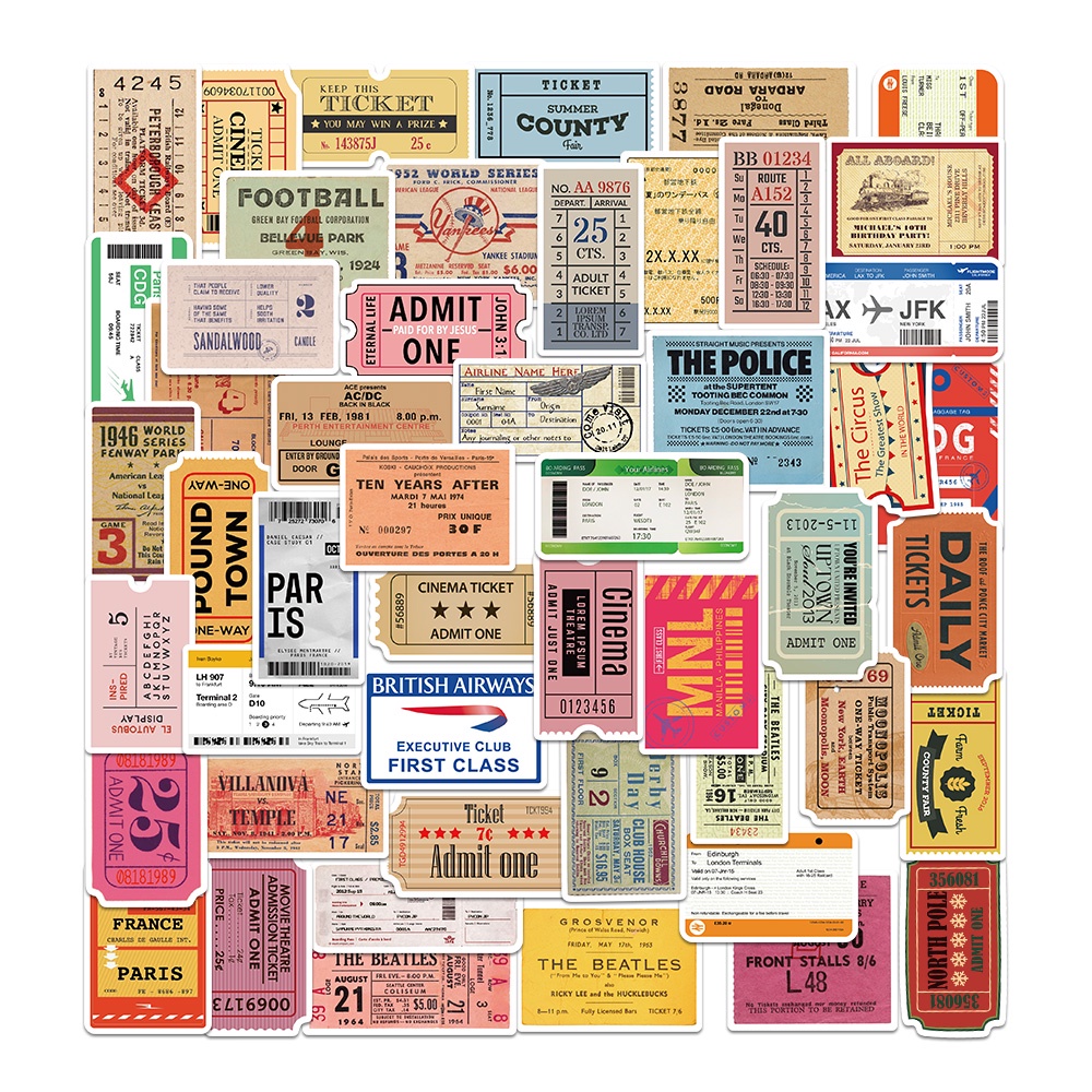 Miếng Dán Trang Trí Điện Thoại/ Ván Trượt/ Xe Đạp Hình Vé Máy Bay Kiểu Retro Độc Đáo