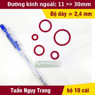 Oring đỏ silicon VMQ [Dày = 2,4mm] * [11,12,13,14,15,16,17,18,19,20,22,24,26,28,30mm] - Gioăng sim cao su đỏ chịu nhiệt