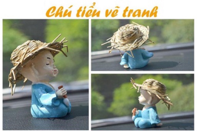 [SALE 10%] Bộ tượng 4 chú tiểu đội nón tứ nghệ Cầm - Kì - Thi - Họa | BigBuy360 - bigbuy360.vn