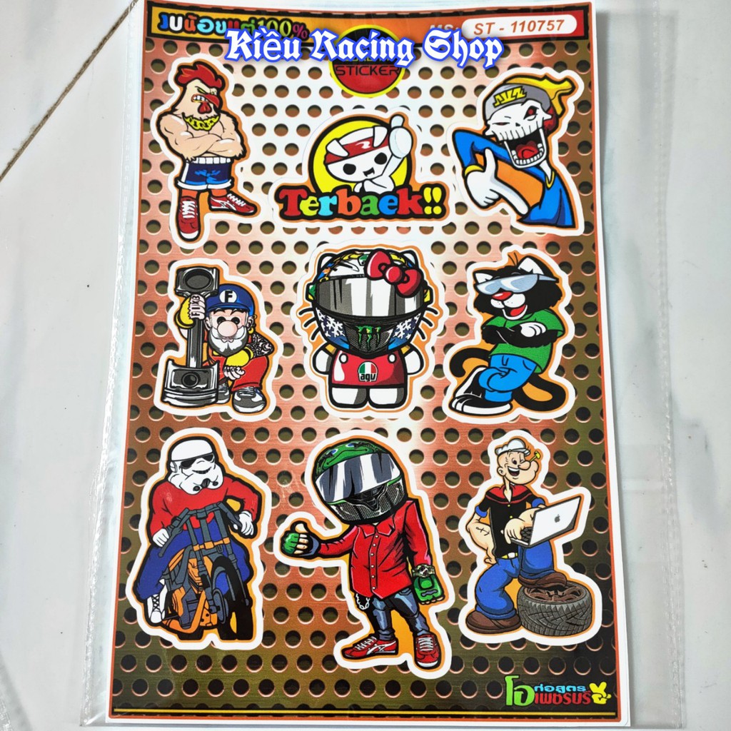 [Tem Xe] Tem Sticker Hoạt Hình Dán Xe