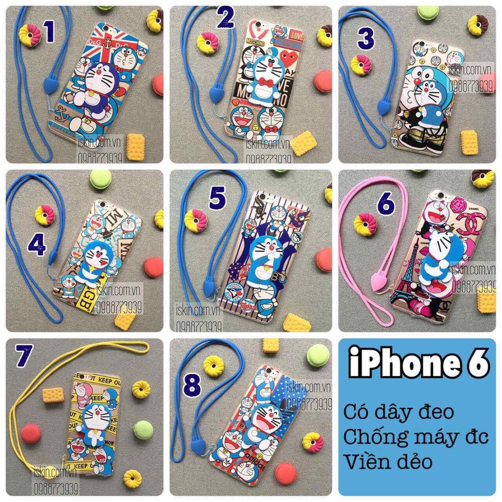ốp iphone 5,6,6plus hình doreamon có chống lưng dễ thương