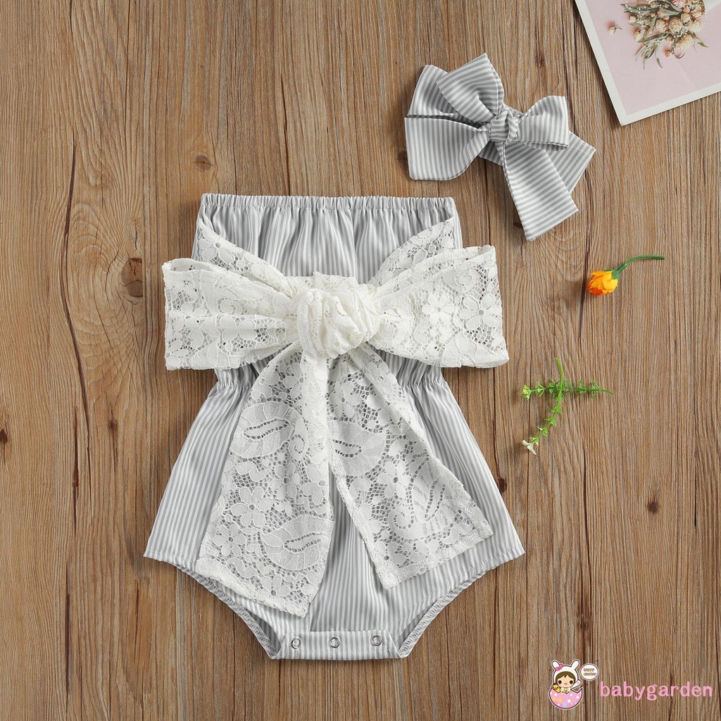 Áo liền thân hở vai kèm băng đô thời trang cho bé gái