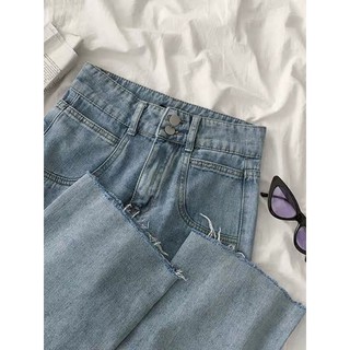 [Order taobao Quần jeans ống suông 2 khuy dọc xanh nhạt
