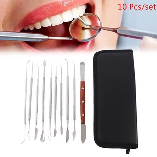 Set 10 cái bộ thìa gương nha khoa bằng thép không gỉ dành cho chăm sóc răng miệng chuyên dụng