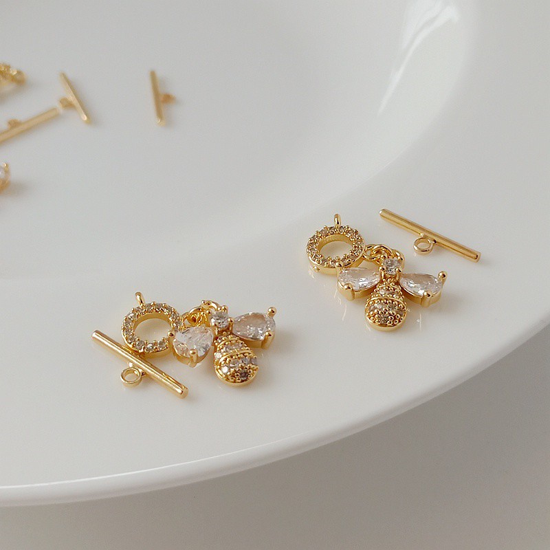 Khóa Cài Dây Chuyền / Vòng Tay Hình Ong Bằng Đồng Mạ Vàng 14k DIY